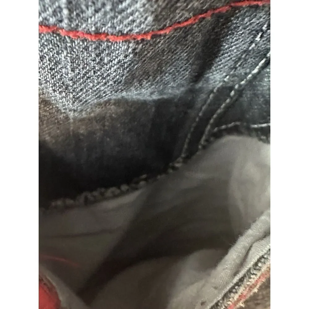 5ive Jungle Black Shorts Men Denim Baggy Hip‎ Hop Y2K Red Chain Stitching Sz 40